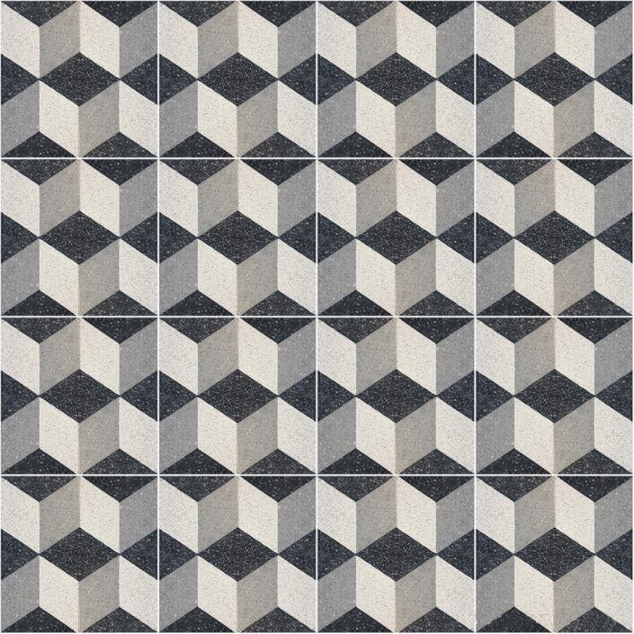 terrazzo cement tiles_damask_CUBE NOIR 4x4