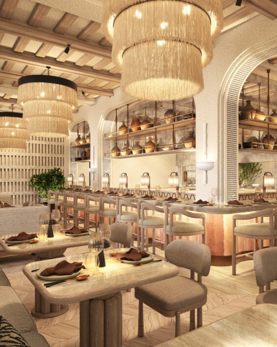 cement breeze blocks_CYCLADES and ISTIRA_Damask_FENIX RESTAURANT MAYFAIR LONDON_1