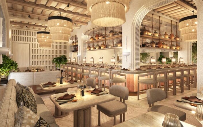 cement breeze blocks_CYCLADES and ISTIRA_Damask_FENIX RESTAURANT MAYFAIR LONDON_14