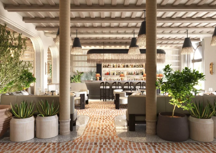 cement breeze blocks_CYCLADES and ISTIRA_Damask_FENIX RESTAURANT MAYFAIR LONDON_7